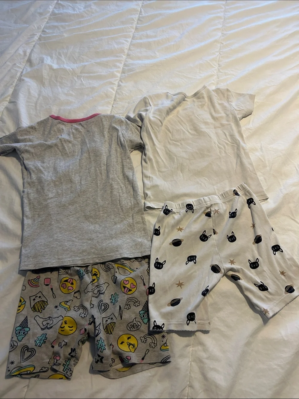 Kids Gray & White Pajama Sets with Pink and Yellow Accents